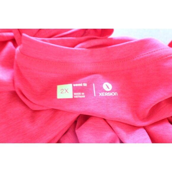 Xersion Size 2X Red V-Neck Semi Fit T-Shirt Tee Athletic Workout Lounge - Picture 4 of 5